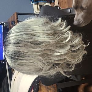 Black and silver wig